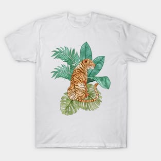 Tiger and Leaves-2 T-Shirt